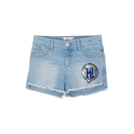 Embellished Fray Hem Denim Short (Little Girls & Big Girls)
