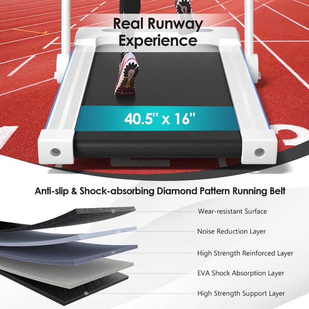 Yardi Yard 3-in-1 Folding Treadmill with Large Desk and LCD Display-White, Treadmill for Walking & Running