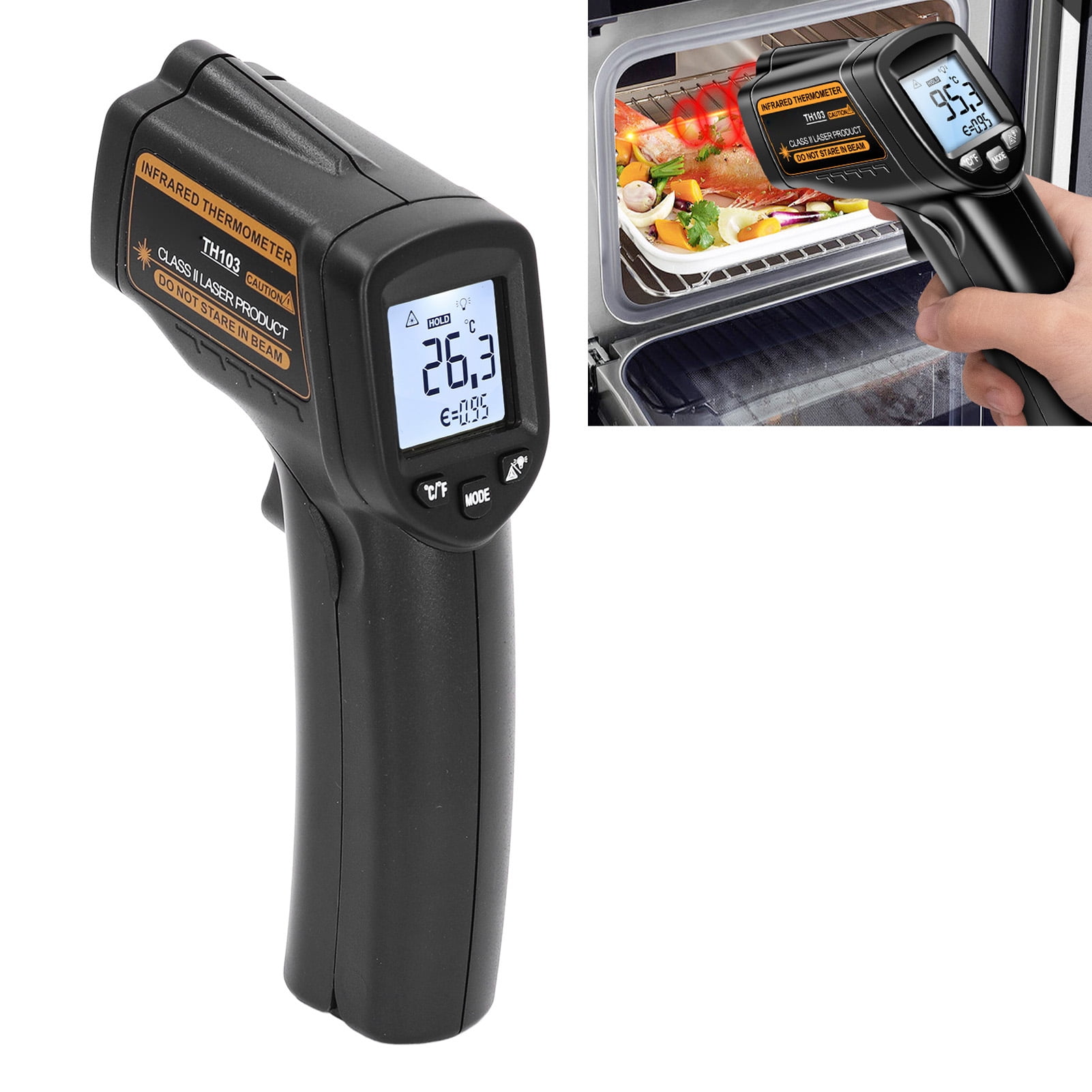 Heat Temperature Temp , LCD Display Infrared  -4~716℉ Non Contact  for Food