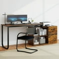thumbnail image 4 of Costway L-Shaped Desk with Power Outlet 55" Reversible Computer Desk with 3 Drawers Rustic Brown & Black, 4 of 10