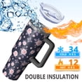 thumbnail image 5 of 40oz Pioneer Flower Floral Print Pattern Insulated Tumbler with Handle, BPA-Free Leak Proof Lid and Straws, Double Wall Vacuum, Hot 12h/Cold 34h, 5 of 6