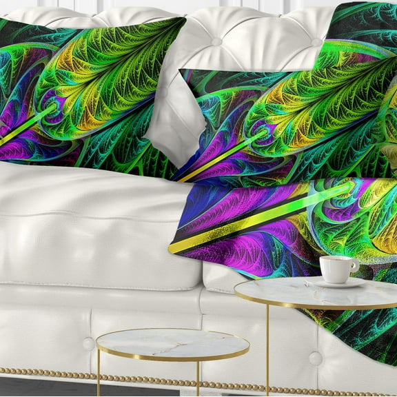 Designart Green Stained Glass Texture - Abstract Throw Pillow - 12x20