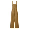 thumbnail image 6 of Letdown Womens Overalls Loose Fit Cotton Linen Bib Overall Wide Leg Jumpsuit Rompers with Pockets, 6 of 7