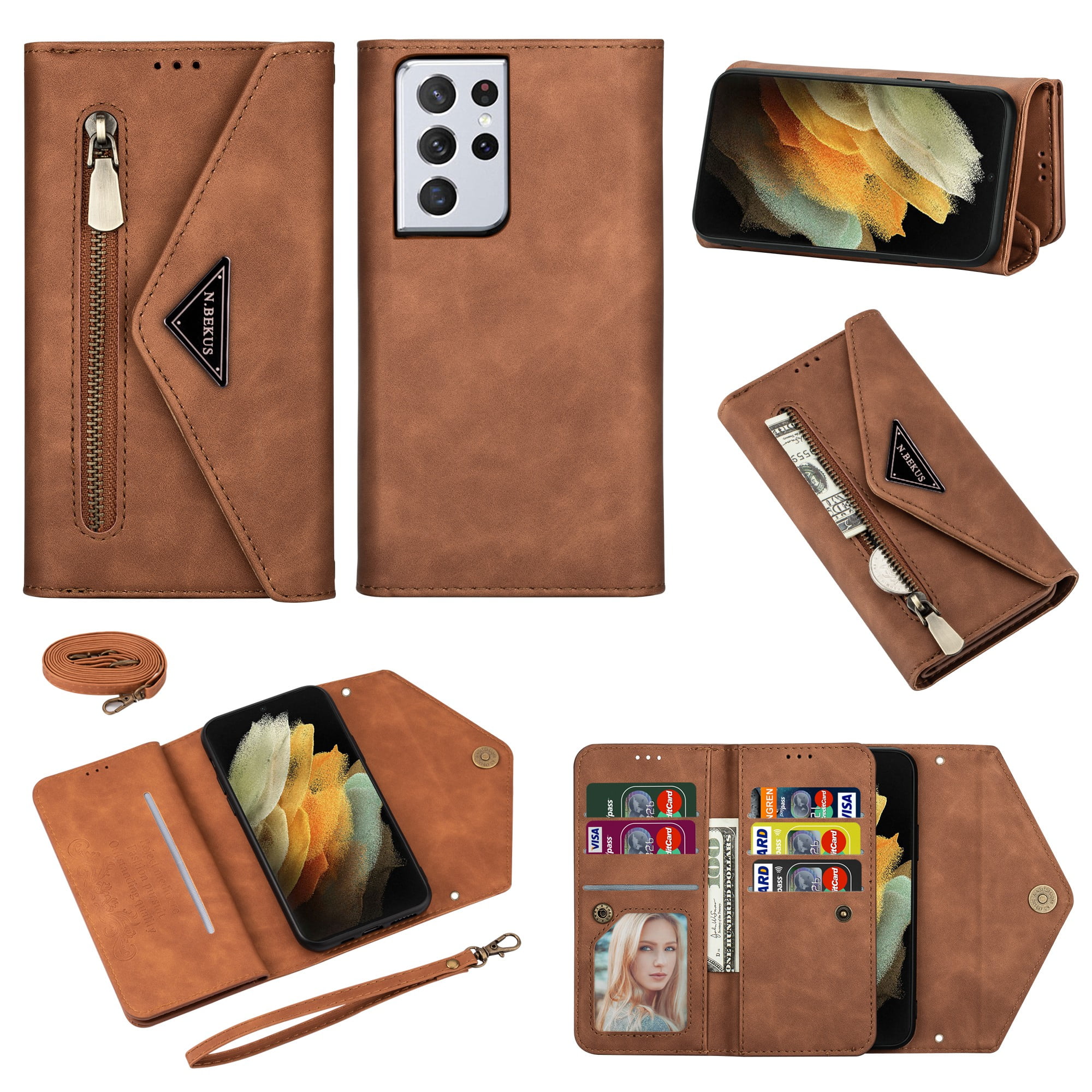 Dteck Galaxy S21 Ultra 5G Wallet Case, PU Leather Crossbag Lager ...