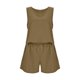 thumbnail image 5 of Conjunto de dos piezas de pantalones cortos holgados de cintura alta sin mangas en color liso para mujer, ideal para la primavera y el verano: elegante, transpirable y fácil de combinar., 5 of 5
