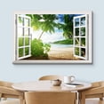 thumbnail image 3 of wall26 Canvas Print Wall Art Window View of Green Palm Trees on Shore Nature Wilderness Photography Realism Rustic Landscape Colorful Vibrant for Living Room, Bedroom, Office - 12"x18", 3 of 5