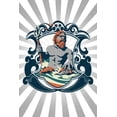 thumbnail image 3 of Merman - Badge & Rays - Lantern Press Artwork (100% Cotton Tote Bag - Reusable), 3 of 3