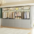 thumbnail image 3 of Aheaplus 4-Piece 96" Heavy Duty Walk-in Closet System - 12 Wood Drawers, 4 Hanging Rods, 4 Shelves, Gray (96"L x 15"W x 80"H), 3 of 6