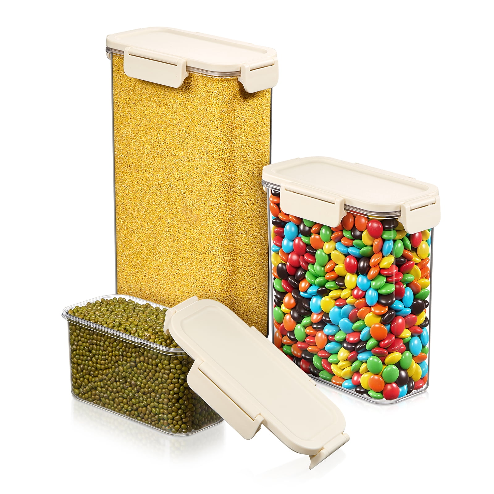 Sorbus 3-Pack Clear Narrow Airtight Food Storage Containers – Assorted Sizes Pantry Organizer