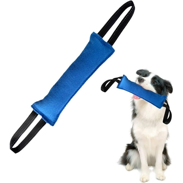 Juguete para tirar de perros, mordedor de perro con 2 asas fuertes, almohada para mordeduras de perro, juguete duradero para tirar de perros, juguete de yute para morder para perros medianos a grande