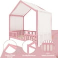 thumbnail image 5 of MODERNLUXE Twin Size Montessori Floor Bed with Canopy,House Bed Frame with High Railings and Roof,Wood Tent Bed for Teens Girls & Boys,Pink, 5 of 11