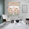 thumbnail image 4 of Pink Flowers Kitchen Curtains Sets for Windows 36 Inch Length, Spring Floral Butterfly Elegant Pastoral Botanical Rod Pocket Window Treatments Tier Curtains and Valances Set for Bedroom/Bathroom, 4 of 8