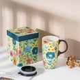 thumbnail image 2 of czcpp-Ceramic Travel Mug with Lid Coffee Mug with Gift Box Latte Mug Coffee Cup,17oz. Flower, 2 of 4