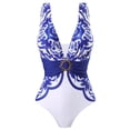 thumbnail image 4 of Women's Floral Print Square Neck Swimsuit Comfortable Stretchy Summer Beach Bathing Suit, 4 of 6