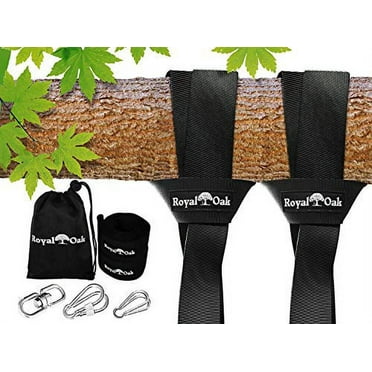 Royal Oak Easy Hang (4FT) Tree Swing Strap X2 - Holds 2200lbs- Heavy Duty Carabiner and Spinner - Perfect for Hammocks and Swings -100% Waterproof-Easy Picture Instructions -Carry Bag Included!