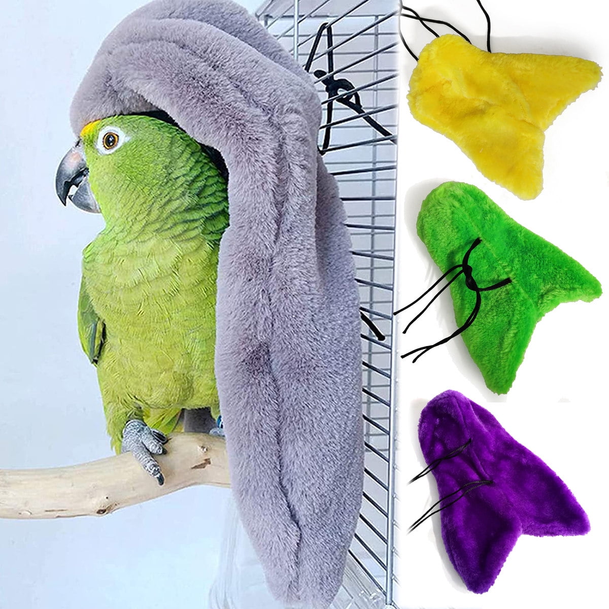 Kaulhp Cozy Corner Bird Buddy,Fleece Bird Blanket for Conures and Cockatiels,Warm Nest for Bird Cage,Bird Toys for Conures,Grey 