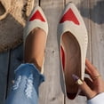 thumbnail image 2 of Beige Womens Loafers Pointed Toe Heart Accent Closed Back Slip On Flat Low Heel Breathable Soft Sole Comfortable Casual Shoes For Everyday Wear Size 38, 2 of 9