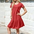 thumbnail image 5 of Knosfe Summer Dresses for Women 2025 Vacation Beach Short Sleeve Tshirt Dress Y2k Loose fit Scoop Neck Tiered Mini Sundress Red S, 5 of 5
