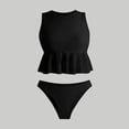 thumbnail image 4 of DISKEBUISS Tankini Swimsuits for Women High Waisted Ruffle Hem Two Piece Bathing Suits Chest Cushion Tummy Control Swimwear, 4 of 7