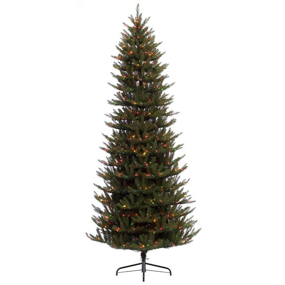 Puleo International 7.5 ft. Pre-lit Slim Fraser Fir Artificial Christmas Tree with 500 UL listed Multi LED Lights