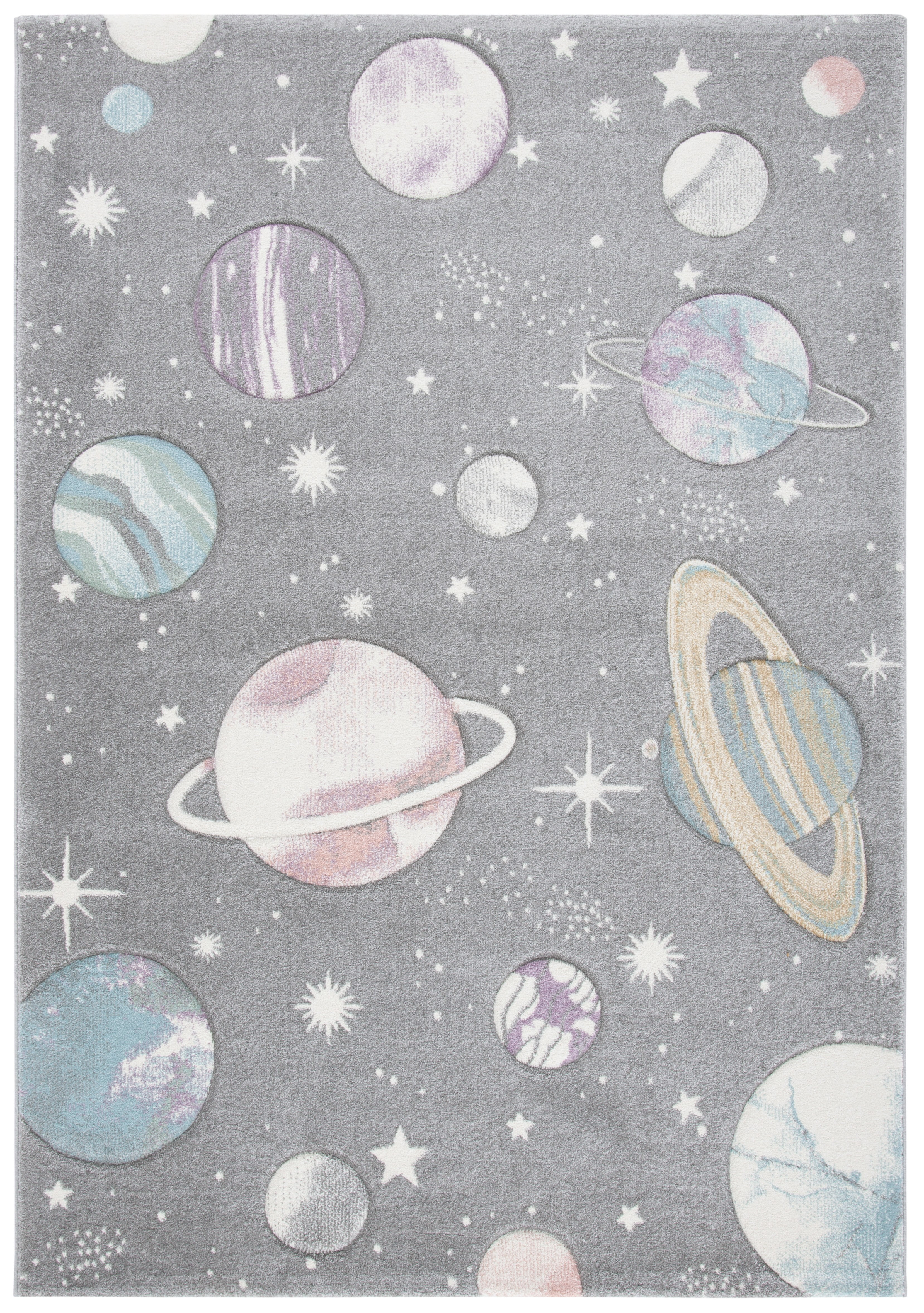 SAFAVIEH Carousel Kids World of Planets Area Rug, Gray/Lavender, 5'3" x 7'6"