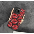 thumbnail image 2 of Compatible for iPhone 13 for Lip Print Girls Woman Black Soft TPU Bumper Silicone Shockproof Cute Case-Red, 2 of 14