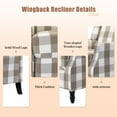 thumbnail image 7 of Push Back Recliners Chairs Set of 2, Tina's Home Fabric Accent Chair Armrest Sofa Wingback Wood Legs Living Room Plaid, 7 of 7