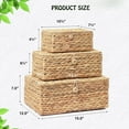 thumbnail image 5 of Set of 3 Wicker Storage Baskets with Lid Large Rectangular Rattan Basket Decorative Boxes Natural Water Hyacinth Wicker Basket for Shelf Organizer Nursery Room, 5 of 7