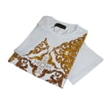 thumbnail image 5 of Men LAVERITA European Fashion Crew Shirt Rhine Stones Floral 93370 White, 5 of 6