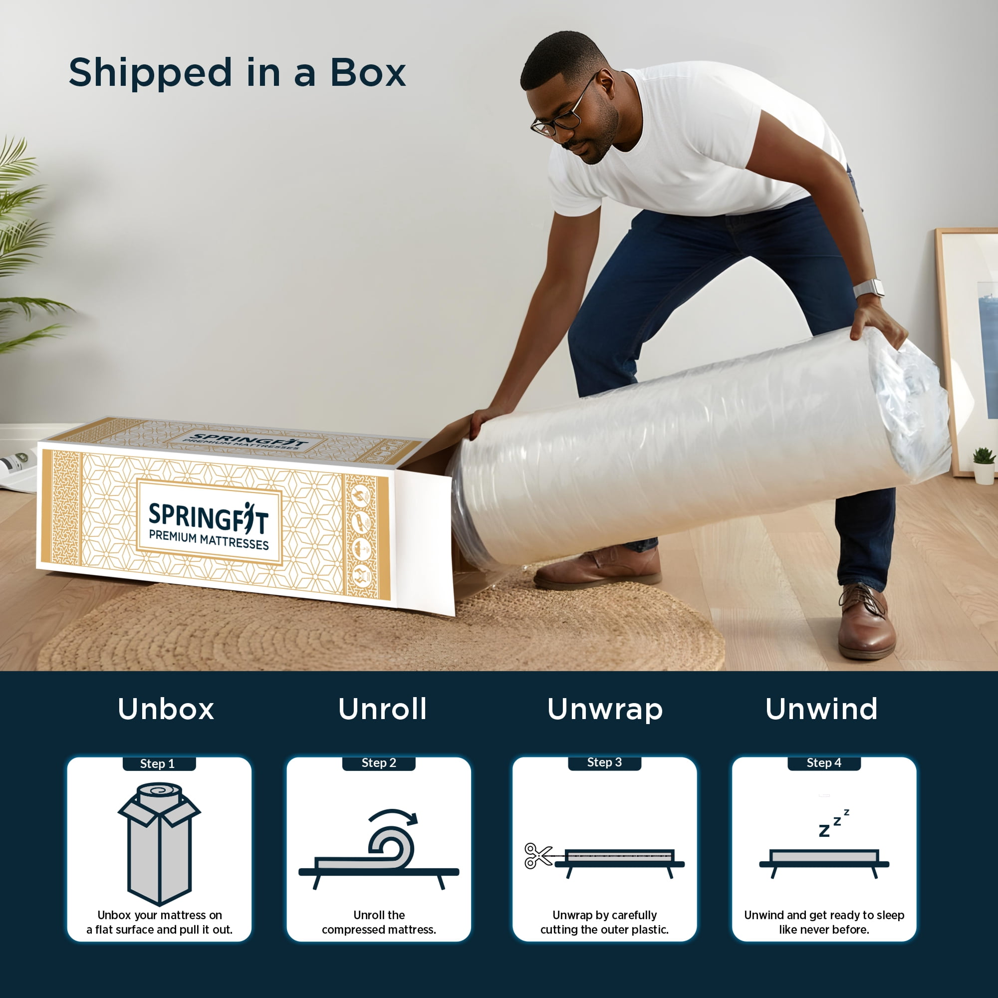 Springfit 10" Hybrid Mattress in a Box, Medium Firm, Pocket Spring, CertiPUR-US®, Twin