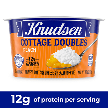 Knudsen Cottage Doubles Lowfat Cottage Cheese & Peach Topping with 2% Milkfat, 4.7 oz Cup