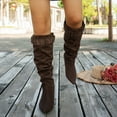 thumbnail image 4 of Viluyesy Womens Knee High Boots, Stiletto Heels Wide Calf Pointed Toe Suede Cowboy Slouchy Tall Boots Coffee US5.5, 4 of 9