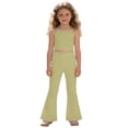 thumbnail image 4 of Bmisegm Girls Wide Leg Pants High Waist Soft Stretch Casual with Pockets Comfortable Everyday Wear for Older Kids Girls Pants 5-14 Years Beige,4-5 Years, 4 of 4