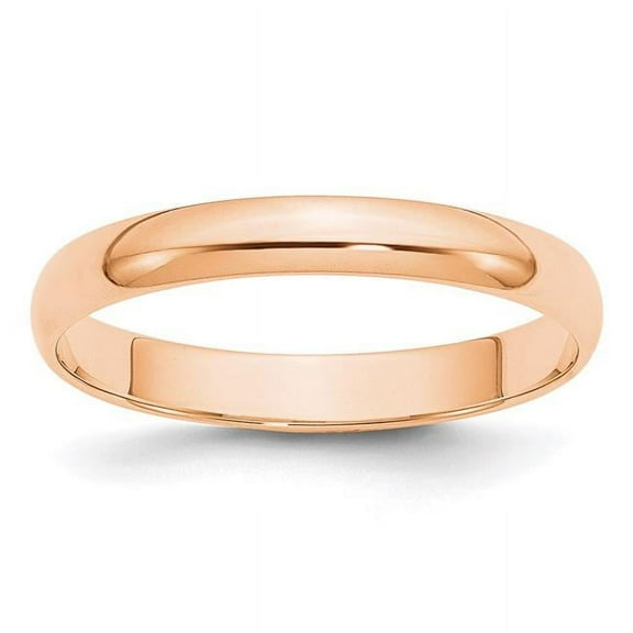 Primal Gold 10 Karat Rose Gold 3mm Lightweight Half Round Band Size 10