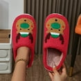 thumbnail image 5 of Lovskoo Christmas Slippers for Women Indoor Soft Warm Fleece Bedroom Reindeer Slippers Fall Winter Home Slippers Red, 5 of 5