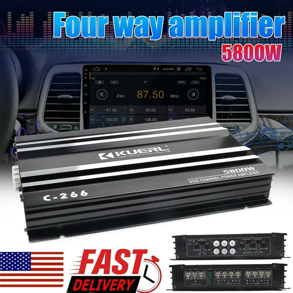 LineYDI 5800W Watt 4 Channel Car Truck Amplifier Stereo Audio Amp Speaker System Device