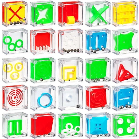 Bedwina Mini Cube Puzzle Box Set - (Pack of 24) Balance IQ Party Favor Games for Kids, Teens and Adults, 1.5 Inch 3D Brain Teaser Maze Ball Toy Puzzles