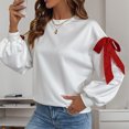 thumbnail image 4 of Plebaso Sweatshirts pour Femmes Nœud Papillon Manches Longues Sweatshirts Décontractés Mode Col Rond Pull Tops, 4 of 7