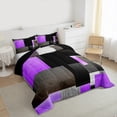 thumbnail image 3 of Feelyou Chic Geometric Abstract Bedding Comforter Set, Purple Square Rectangle Twin Comforter Sets, Teen Kid Child Adult Reversible Bedding Set, Ultra Soft Home Decor, 2pcs, 3 of 8