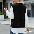 thumbnail image 5 of Qetyuw Cable Knitted Sweater for Women Chunky Sleeveless V Neck Sweaters Vests Solid Color Casual Loose Fit Pullover Jumpers, 5 of 6