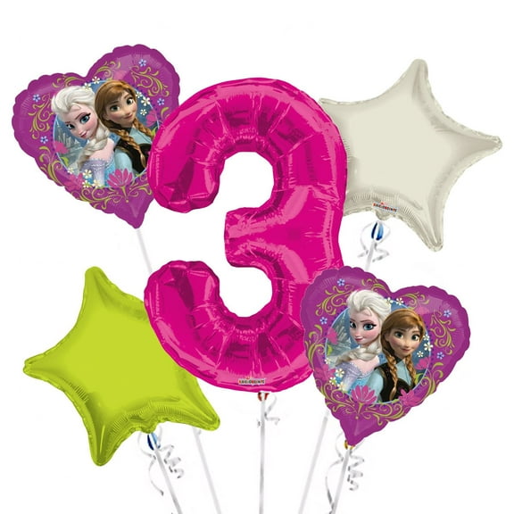 Frozen Balloon Bouquet 3rd Birthday 5 pcs - Party Supplies