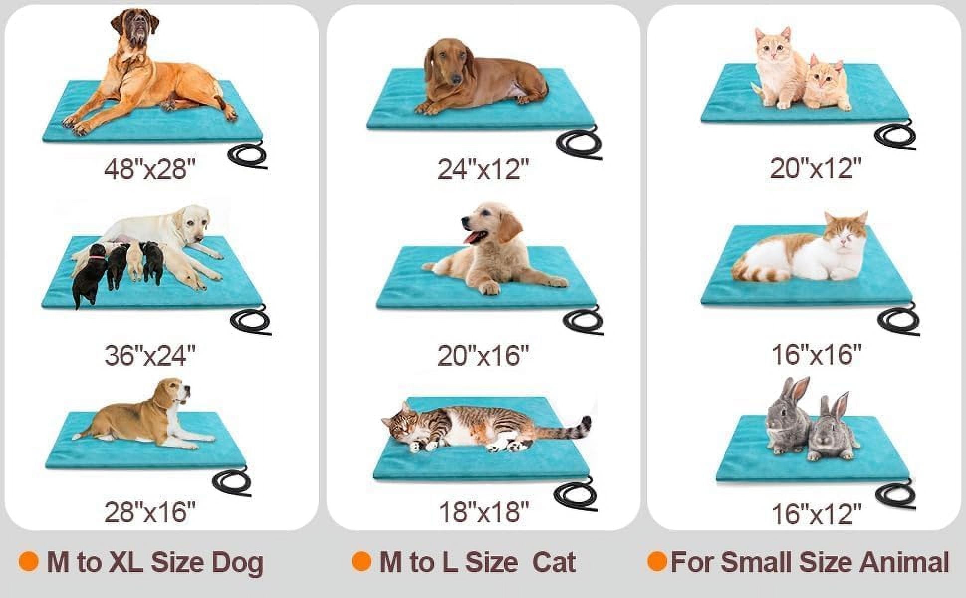 Outdoor Pet Heating Pad for Dogs & Cats, Extremely Waterproof Heated Cat Bed with Built-in Thermostat, Heated Bed Blanket for Outside Animals Puppy Feral Stray Cat (Lake Blue, 35.4"x23.6")