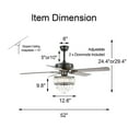 thumbnail image 2 of 52 Inch Reversible Blades Ceiling Fan Lamp Crystal Fan Chandelier with Remote Control, 2 of 5