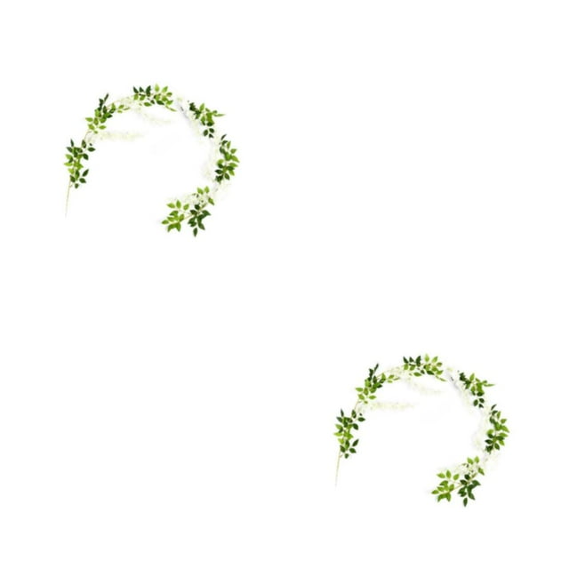 Wosthever Guirnalda de flores artificiales para puerta, calcomanía de falsa, tamaño compacto, accesorios de vacaciones de glicinia, suministros Blanco 1.8 m 2Conjunto