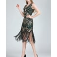 thumbnail image 2 of Sequin Roaring 1920s 20's Beaded Flapper Gatsby Themed Party Dresses Black/Green, 2 of 7
