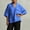 Blue, variant on Dolkfu V-Neck Tops for Women Trendy Green Retro Vintage Elbow-Length Polyester Pull-on Refined Modern Solid Blouses & Tops Green,S