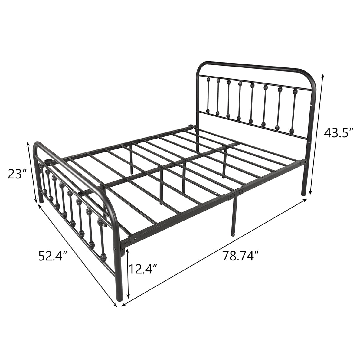 Lowestbest Vintage Style Bed Frame, Platform Metal Bed, Foundation Headboard Footboard Heavy Duty Steel Slabs, Full Black Lowestbest Vintage Style Bed Frame, Platform Metal Bed, Foundation Headboard Footboard Heavy Duty Steel Slabs, Full Black