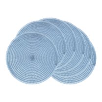 Round Placemats Set of 6 Woven Placemats for Dining Table Decor Indoor Kitchen Table Mat Wipe Clean Blue 15inch