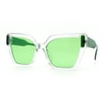 thumbnail image 4 of Womens Modish Squared Oversized Cat Eye Plastic Sunglasses Clear Green - Green, 4 of 8