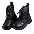 thumbnail image 3 of YAYUBA Girls Boys Combat Ankle Boots Side Zipper Shoes with Lace Up for Toddler/Little Kid/Big Kid Size 3,Black, 3 of 8